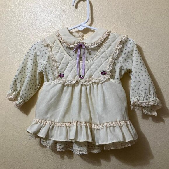 Vintage Evy Of California Baby Girls Floral 2 Piece Dress Set Size 12 Months - Picture 1 of 5